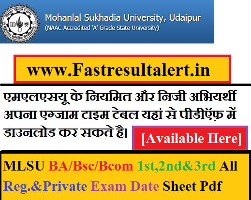MLSU Bsc 3rd Year Time Table 2023