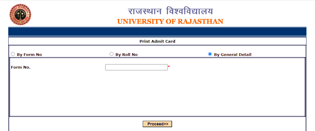 Rajasthan University Admit Card 2023 | www.uniraj.ac.in Admit Card