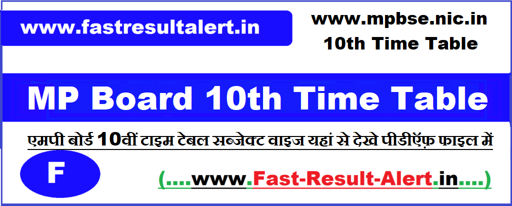 MP Board 10th Time Table 2023