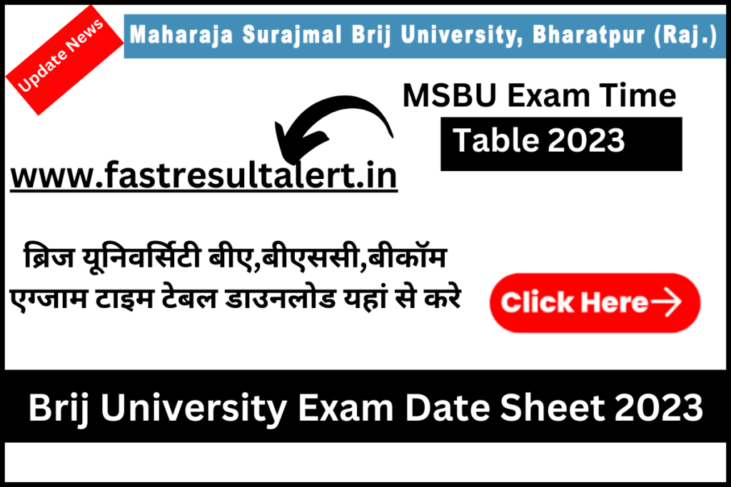 MSBU Bsc 2nd Year Time Table 2023