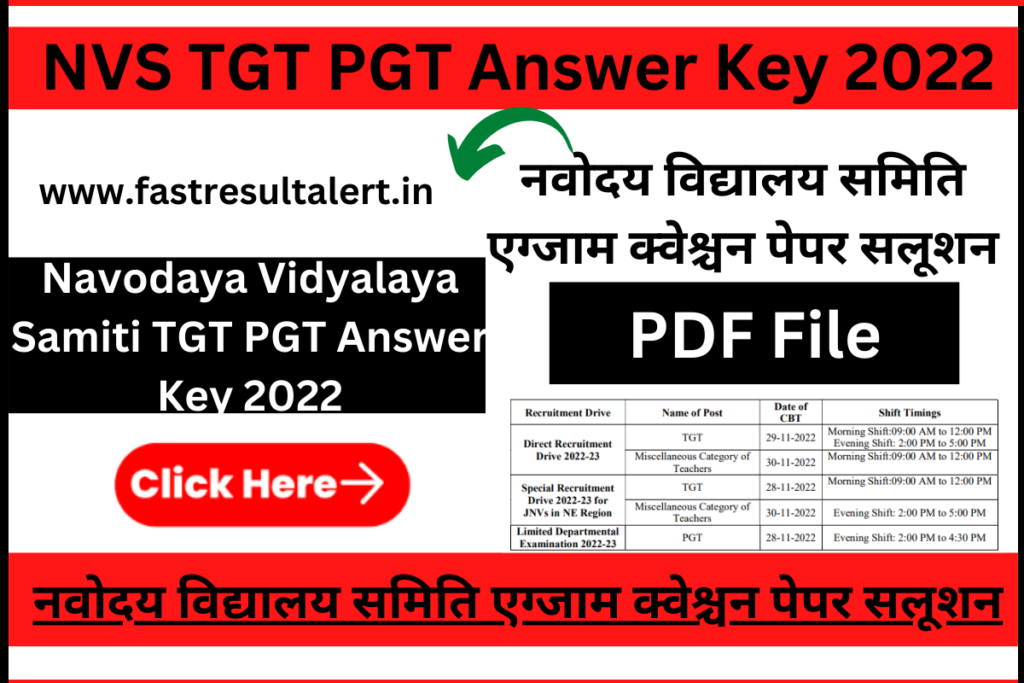 NVS TGT PGT Answer Key 2022