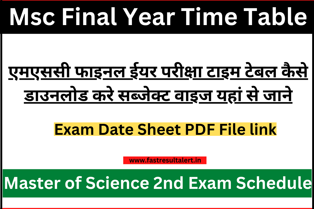Msc Final Year Time Table 2023