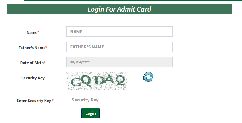 UK Forest Guard Admit Card Name Wise