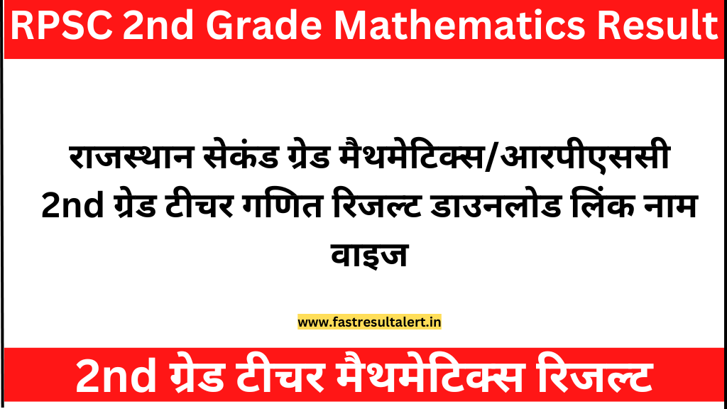 RPSC 2nd Grade Mathematics Result 2023