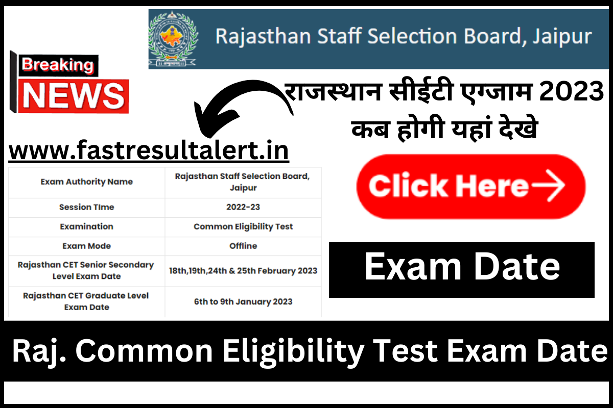Rajasthan CET Exam Date 2023
