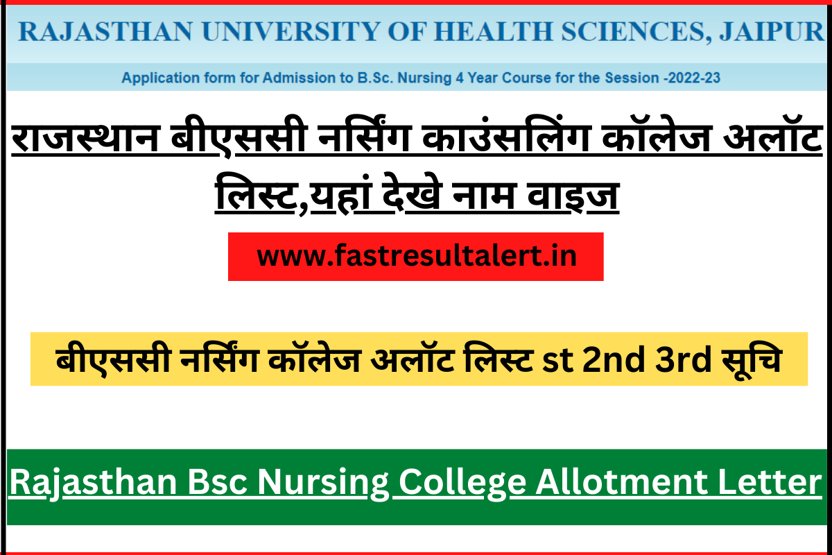 Rajasthan Bsc Nursing College Allotment Letter 2022