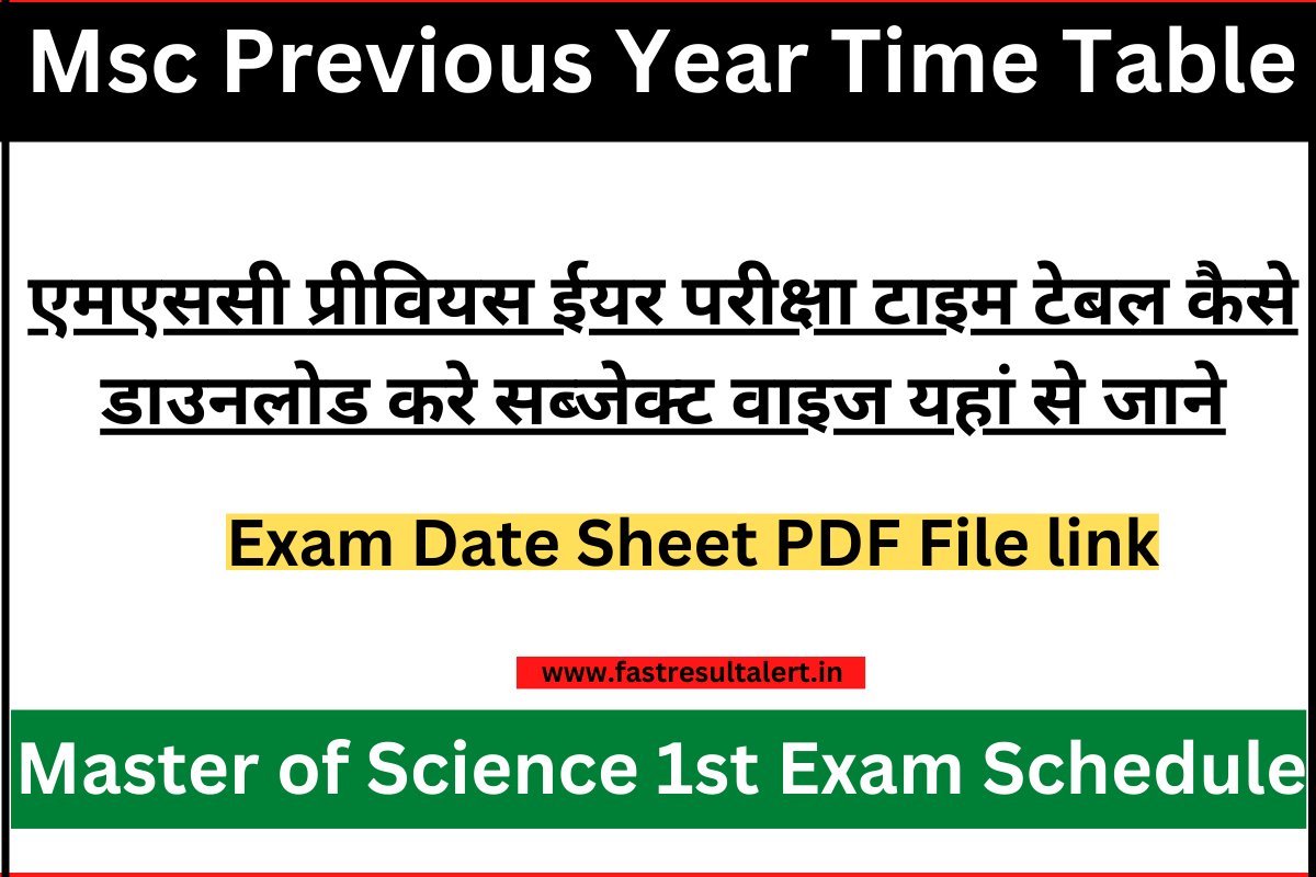 Msc Previous Year Time Table 2023