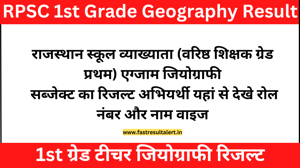 RPSC 1st Grade Geography Result 2023