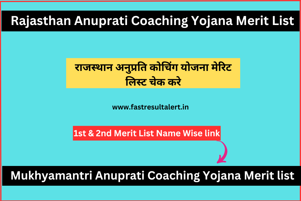 Rajasthan Anuprati Coaching Yojana Merit List 2023