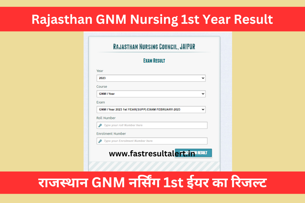 Rajasthan GNM Nursing 1st Year Result 2024