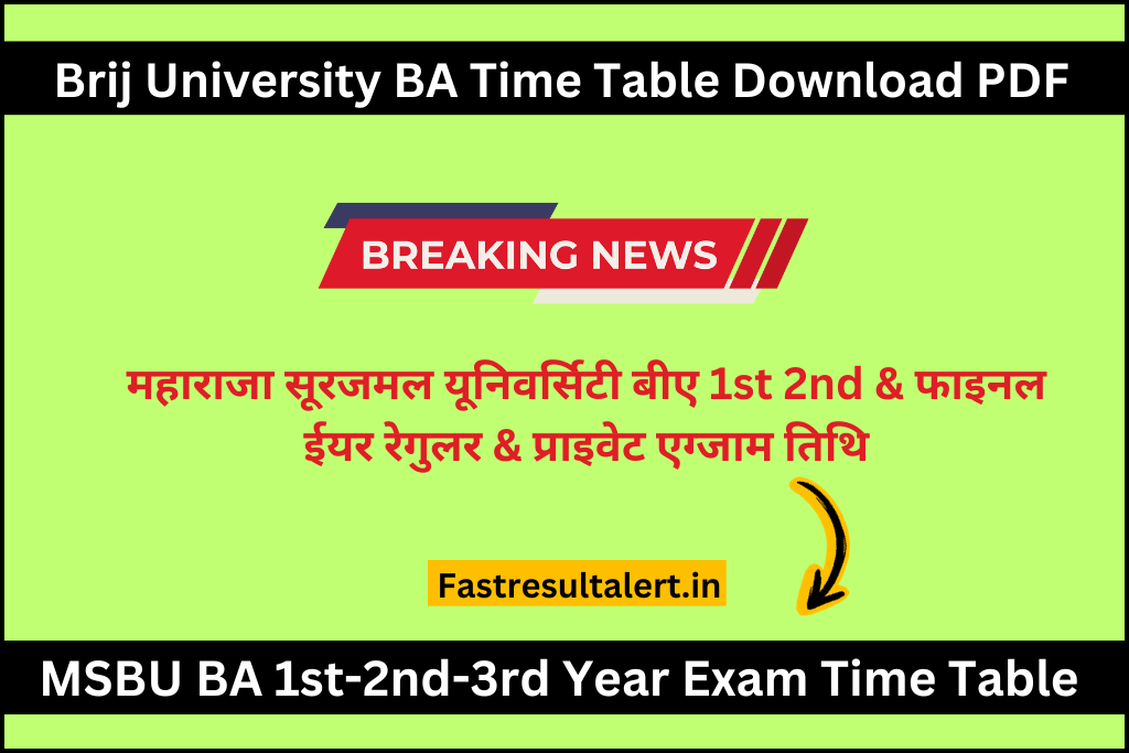 MSBU BA 2nd Year Time Table 2024